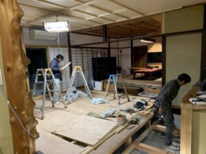 小倉住建 見学可 自宅ダイニングキッチン リフォーム 作業風景