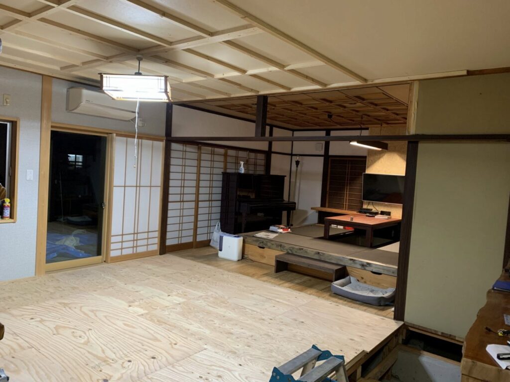 小倉住建 見学可 自宅ダイニングキッチン リフォーム 作業風景